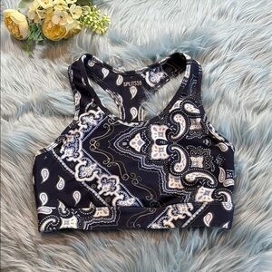 Splits59 Blue Paisley Racerback Sports Bra sz S